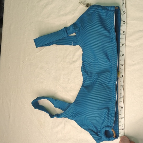 2/$25-Quintsoul Ribbed Highrise Bikini Blue with Acrylic Circle Accents NWT - Picture 7 of 12